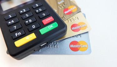 Bank cards and calculator