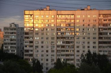 Bulgarian residential district with socialist-era panel buildings