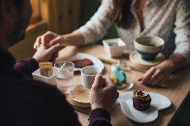 Relaxing in a cafe
