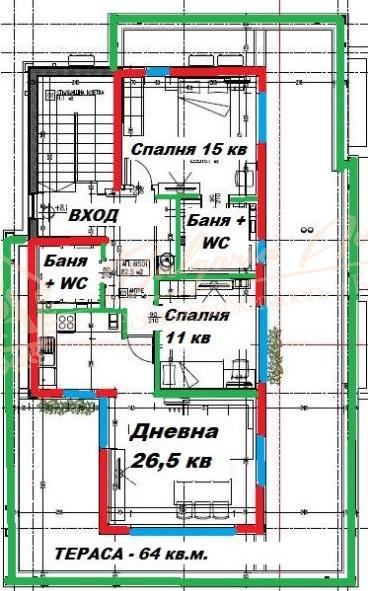 Three-bedroom apartment with sea panorama in an elite district in Varna