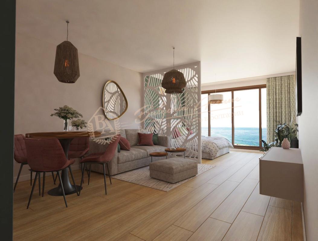 Studio apartment with panoramic sea view near the resort of Saint Constantine and Helena