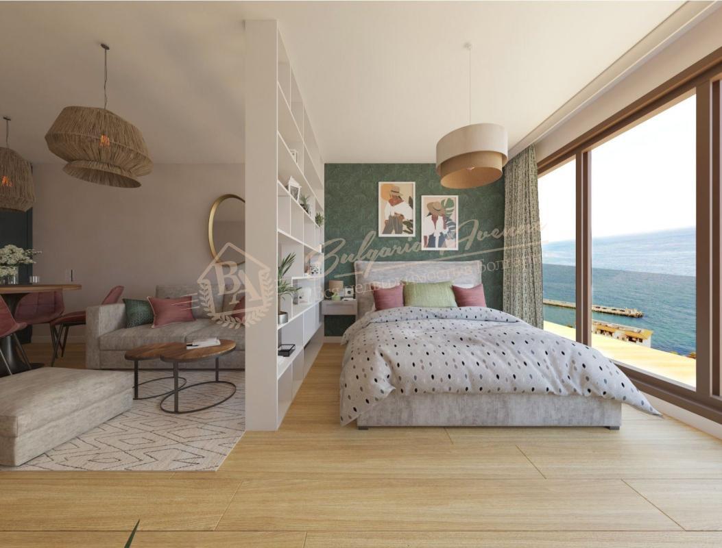 Studio apartment with panoramic sea view near the resort of Saint Constantine and Helena