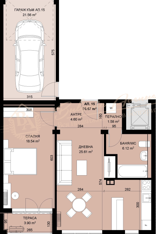 Two-bedroom apartment in a park area in Varna - Sveti Nikola quarter