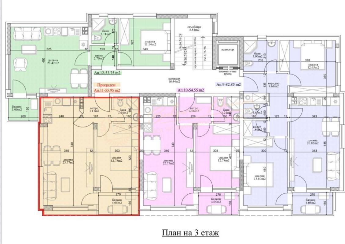 Two-bedroom apartment with sea view in Varna, Briz district