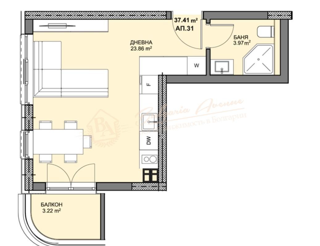 Studio in a new residential building in Varna, under construction, with instalment plan